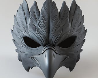 Black Raven Mask | Plague Doctor Cosplay Gothic Bird Mask | 3D Printed Fantasy Warrior Mystical Shaman Mask | Halloween Feathered Beak Mask