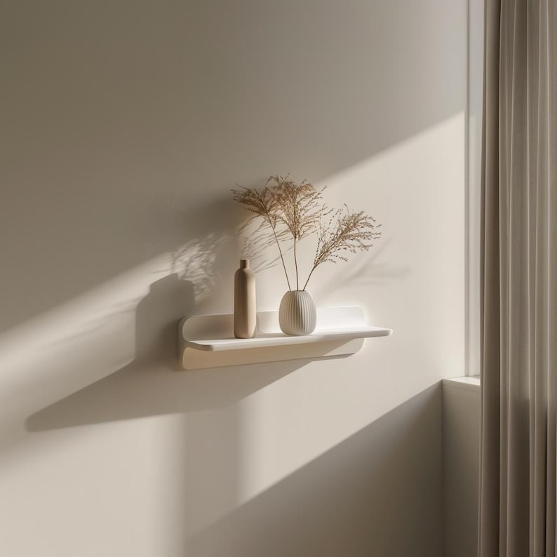 3D Printed Small Wall Shelf | Modern Floating Shelf | Minimalist Decorative Wall Display | Geometric Home Accent | Unique 3D Print Decor image 3