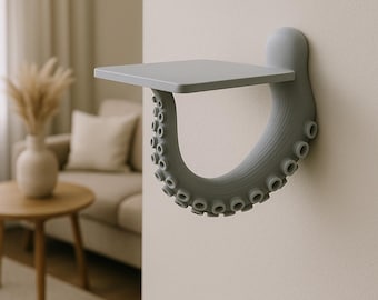 Octopus Tentacle Wall Shelf | Nautical 3D Printed Shelf | Sea Creature Floating Shelf | Coastal Wall Decor | Marine-Inspired Home Accent