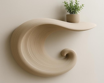 Wave-Inspired 3D Printed Floating Shelf | Modern Wall Art Shelf | Minimalist Home Decor | Sculptural Display Shelf | Unique Gift Art Lovers
