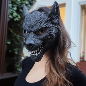 Máscara de Cosplay de Lobisomem | Máscara de Terror Impressa em 3D | Máscara de Fantasia de Halloween | Máscara de Lobo Assustadora | Presente para Ele | Máscaras Faciais Completas