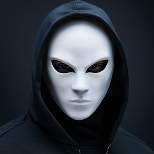 Anonimowa maska cosplay | Maska skrytego zabójcy, złoczyńcy science fiction | Kostium na Halloween, gotycka maska horroru, drukowana w 3D maska bez twarzy fantoma horroru