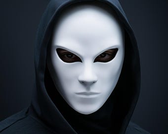 Anonymous Cosplay Mask | Stealth Assassin Sci-Fi Villain Mask | Halloween Costume Gothic Horror Mask 3D Printed Faceless Phantom Horror Mask