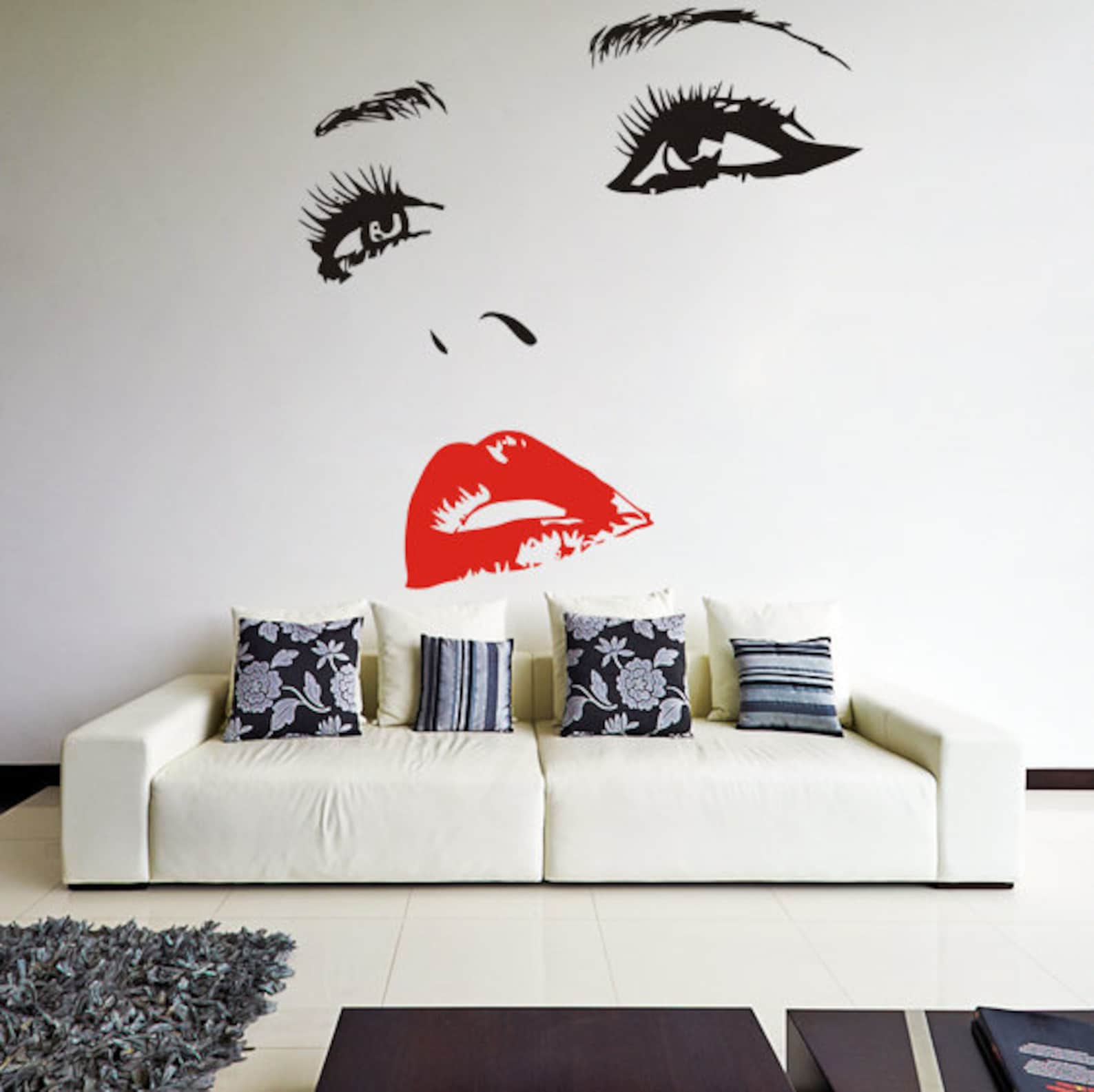 Woman Eyes Sticker Bedroom Wall Decor for Women - Female Eye Lash ...