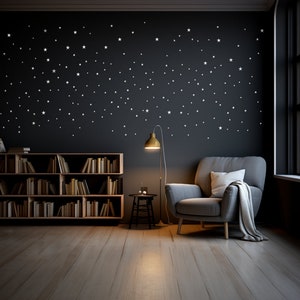 White Stars Wall Vinyl Stickers Elegant Peel and Stick Art Map Stickers for Ceiling Decor Bedroom or Living Room Wall Enchantment zdjęcie 3