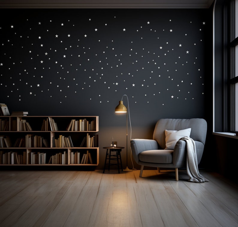 White Stars Wall Vinyl Stickers Elegant Peel and Stick Art Map Stickers for Ceiling Decor Bedroom or Living Room Wall Enchantment zdjęcie 3