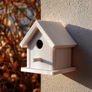 Casita para pájaros impresa en 3D con almacenamiento oculto / Escultura moderna y minimalista de casita para pájaros con techo desmontable para llaves y objetos pequeños