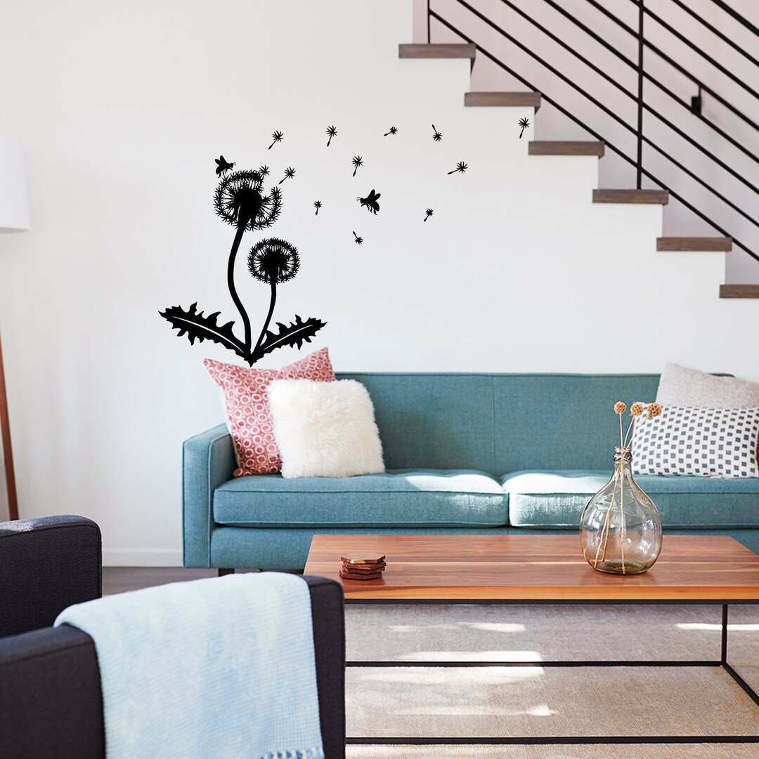 Dandelion Wall Decor Decal - Large Flower Vinyl Art Sticker for Bedroom ...