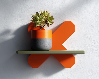 3D Printed Wall Shelf | Geometric X Form Floating Shelf | Modern Plant Display Shelf | Minimalist Decorative Shelf | Unique Wall Decor
