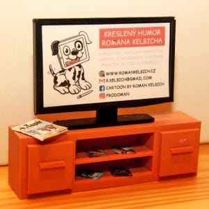 Mini porte-cartes de visite TV avec table | Organiseur de bureau rétro | Présentoir pour cartes de visite unique de bureau | Décoration de bureau imprimée en 3D
