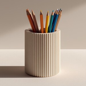 3D-geprinte potloodhouder | Moderne geribbelde bureauopberger | Minimalistische pennenhouder | PLA-kunststof houder | Kantoordecoratie | Uniek schoolcadeau