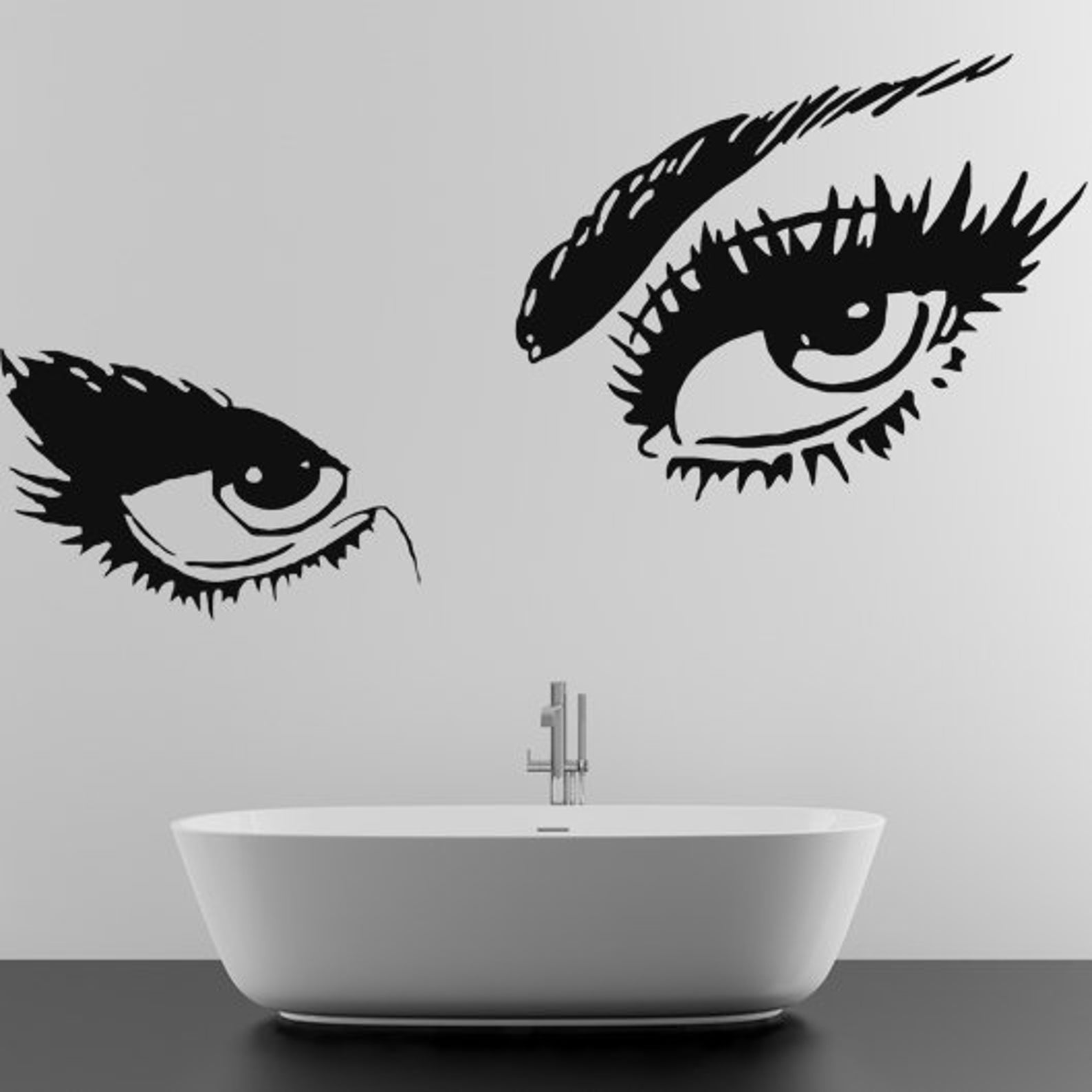 Woman Eyes Sticker Bedroom Wall Decor for Women - Female Eye Lash ...