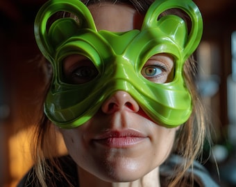 3D-geprint draagbaar halfmasker van een Goblincore-wezen, fantasiebosgeest cosplay-prop, LARP-accessoire met bosthema, maskeradekostuumhoes