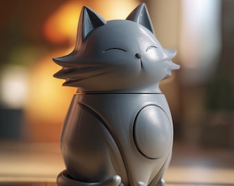 Katzen-Urne mit Deckel | 3D Gedruckter Haustier-Asche-Andenken-Behälter für Katzen-Erinnerung-Regal-Dekor-Tributgeschenk-Ausstellungsstück