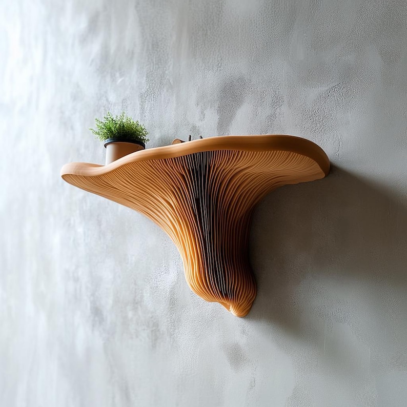 3D Printed Mushroom Shelf | Floating Wall Shelf Organic Wall Decor | Nature Home Accent Modern Wall Mounted Shelf | Unique Fungi Decor image 11