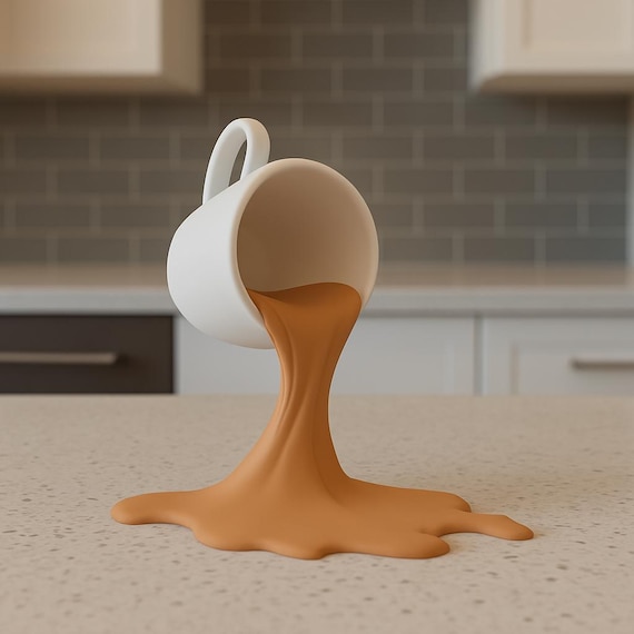 Spilled Espresso Macchiato Cup Sculpture | 3D Printed Coffe Cup Art | Coffee Lover Gift | Kitchen Decor | Café Display | Unique Barista Gift