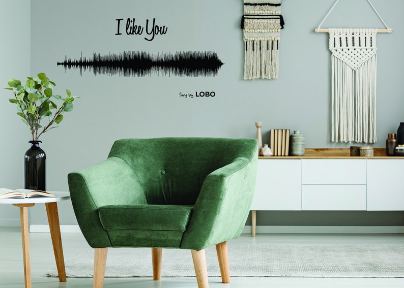 Sound Wave Art Wall Sticker - Personalised Soundwave Voice Decal - Personalized Favourite Song Music Wall Decal Living Room Bedroom Decor bild 5
