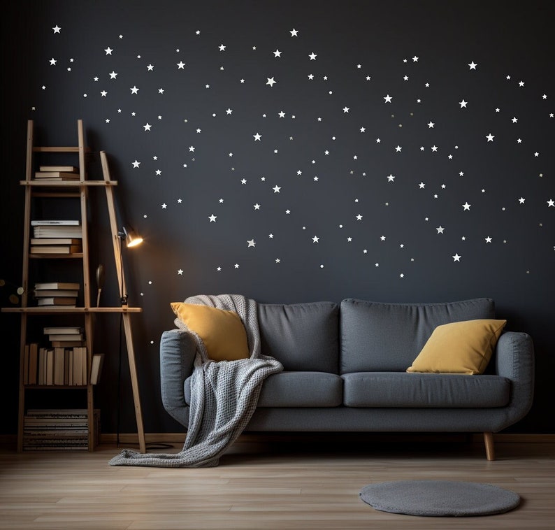White Stars Wall Vinyl Stickers Elegant Peel and Stick Art Map Stickers for Ceiling Decor Bedroom or Living Room Wall Enchantment zdjęcie 1