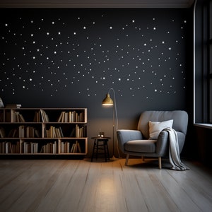 White Stars Wall Vinyl Stickers Elegant Peel and Stick Art Map Stickers for Ceiling Decor Bedroom or Living Room Wall Enchantment zdjęcie 10