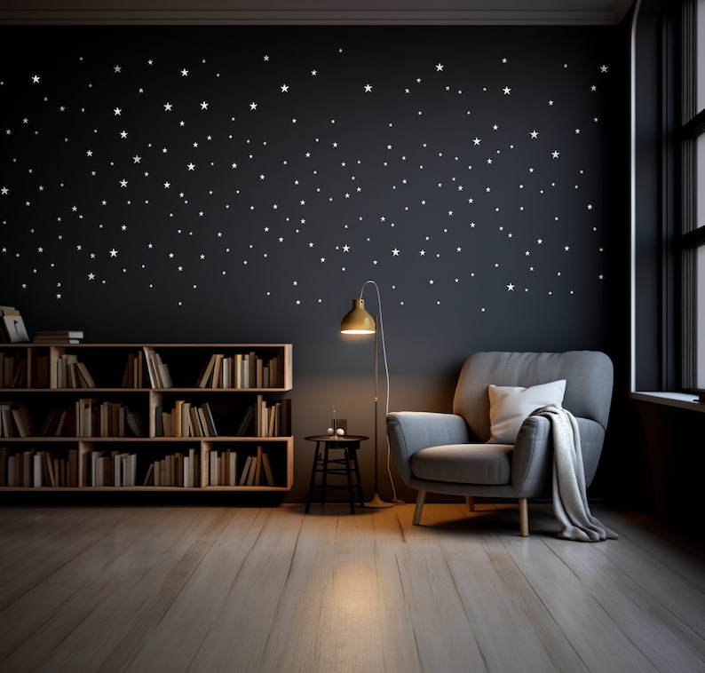 White Stars Wall Vinyl Stickers Elegant Peel and Stick Art Map Stickers for Ceiling Decor Bedroom or Living Room Wall Enchantment zdjęcie 10