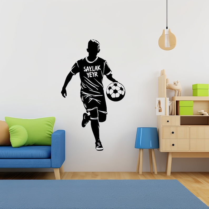 Custom Name Football Player Wall Sticker - Personalized Home Decor ...