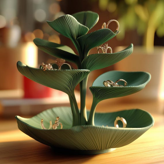 Botanical Jewelry Holder | Leaf Ring Dish | 3D Printed Earring Stand | Nature Inspired Jewelry Organizer | Dresser Vanity Tray Decor Gift