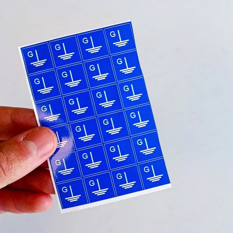Blue Grounding Symbol Stickers | Square 'G' Electrical Component Labels ...