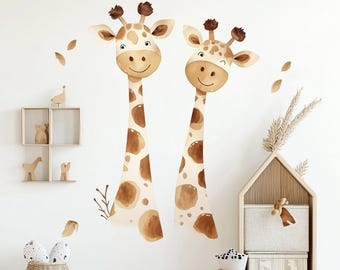 Playful Giraffe Wall Sticker | Watercolor Minimalist Décor | Adorable Animal Decal | Kids Room Vinyl Art | Eco-Friendly Peel and Stick