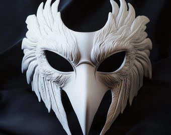 Bird Mask | Feathered Raven Cosplay Mask | Halloween Costume Mask | 3D Printed Unique Mask for Cosplay | Masquerade Party Accessory