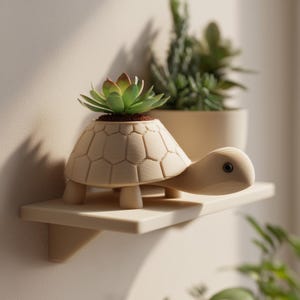 3D-utskriven sköldpaddsblommande kruka | Suckulenthållare med djurmotiv | Flytande dekoration för barnrum, barnrum och mysiga heminredningar