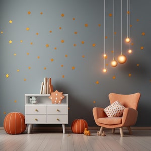 200x Gold Stars Wall Vinyl Stickers Elegant Peel and Stick Decals Decor for Ceiling, Walls, Bedroom, Living Room Enchantment zdjęcie 8