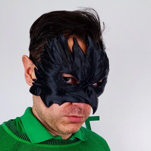 Black Raven Mask | Plague Doctor Cosplay Gothic Bird Mask | 3D Printed Fantasy Warrior Mystical Shaman Mask | Halloween Feathered Beak Mask image 10