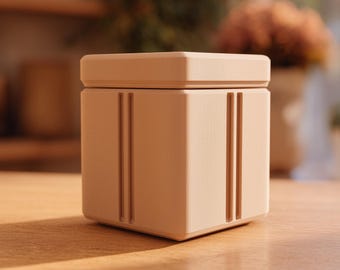 Minimalistische Erinnerungsurne mit Deckel | 3D Gedruckt Haustier Asche Andenken Behälter für Moderne Regal Dekor Erinnerung Tribute Display Geschenk