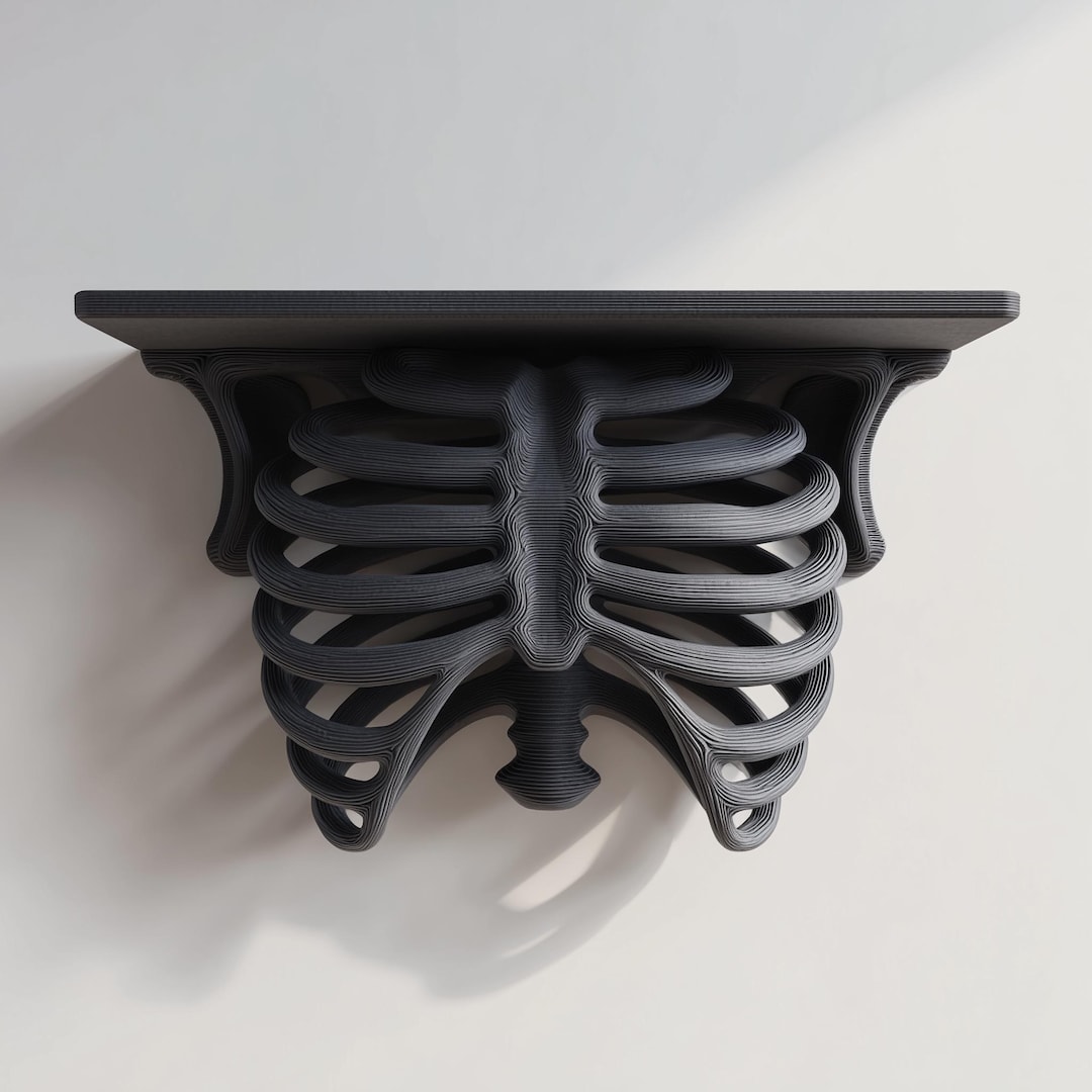 Skeleton Wall Rack 3D Printed Ribcage Wall Shelf | Gothic Spine Console Ledge | Dark ...