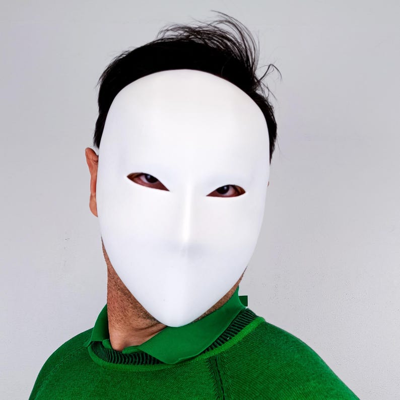 Mascarilla facial en blanco / Máscara de cosplay minimalista / Máscara de disfraz blanca o colorida / Máscara impresa en 3D para Halloween y eventos imagen 7
