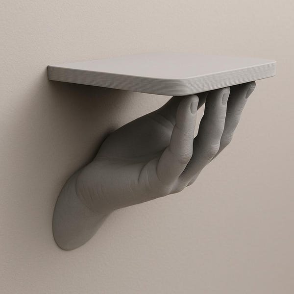 Hand Wandregal | 3D gedrucktes schwebendes Regal | Surreales Regal | Minimalistische Skulptur Dekor | Einzigartige Wand Aufbewahrung | Modernes Design Geschenk