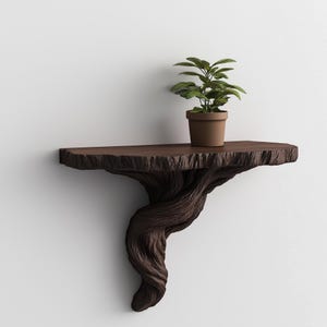 Mensola da parete con radici d'albero / Mensola stampata in 3D organica / Mensola galleggiante per piante / Decorazione naturale / Elemento decorativo rustico da parete / Decorazione per mensola marrone
