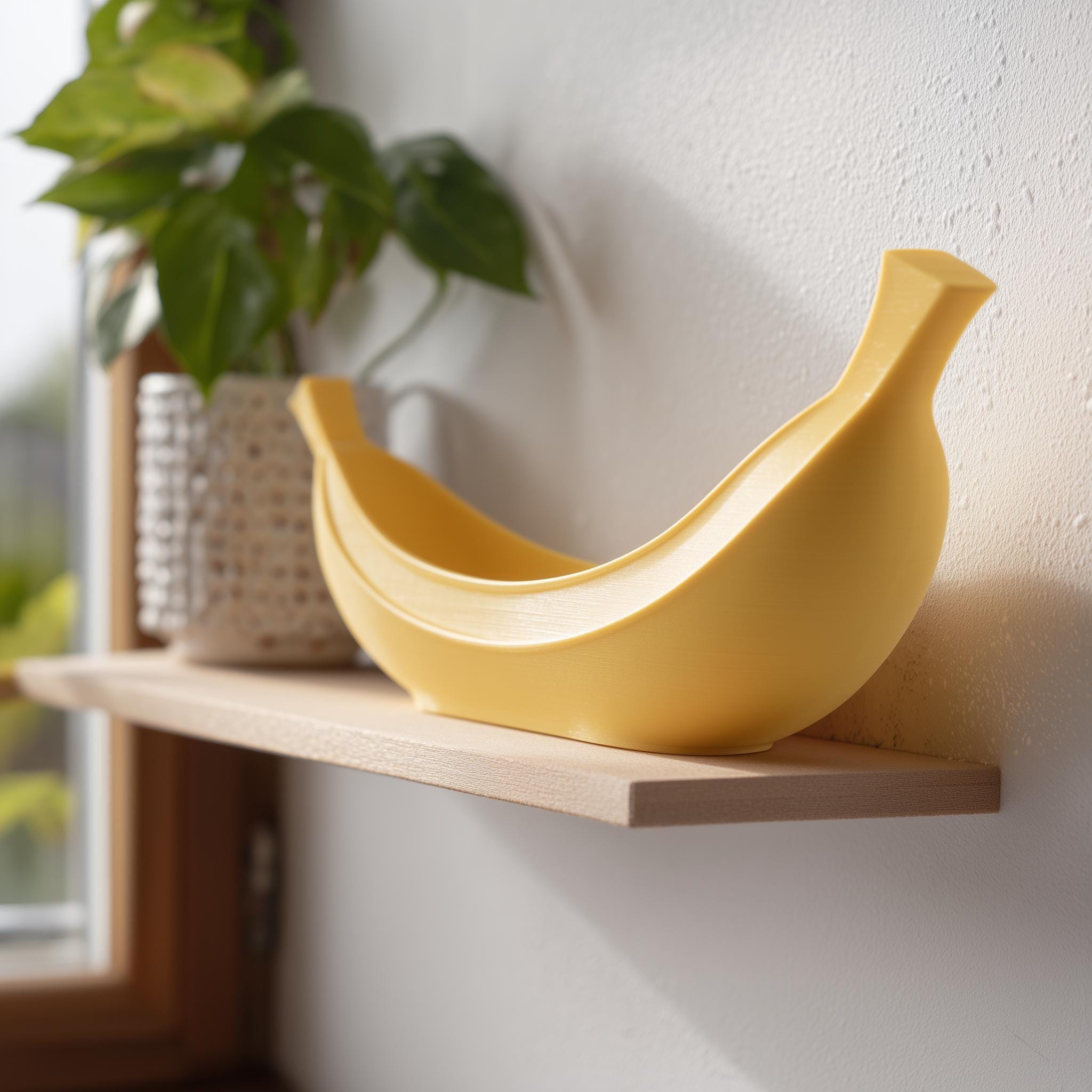 3D Printed Banana Boat Bowl | Modern Yellow Candy Dish and Key
