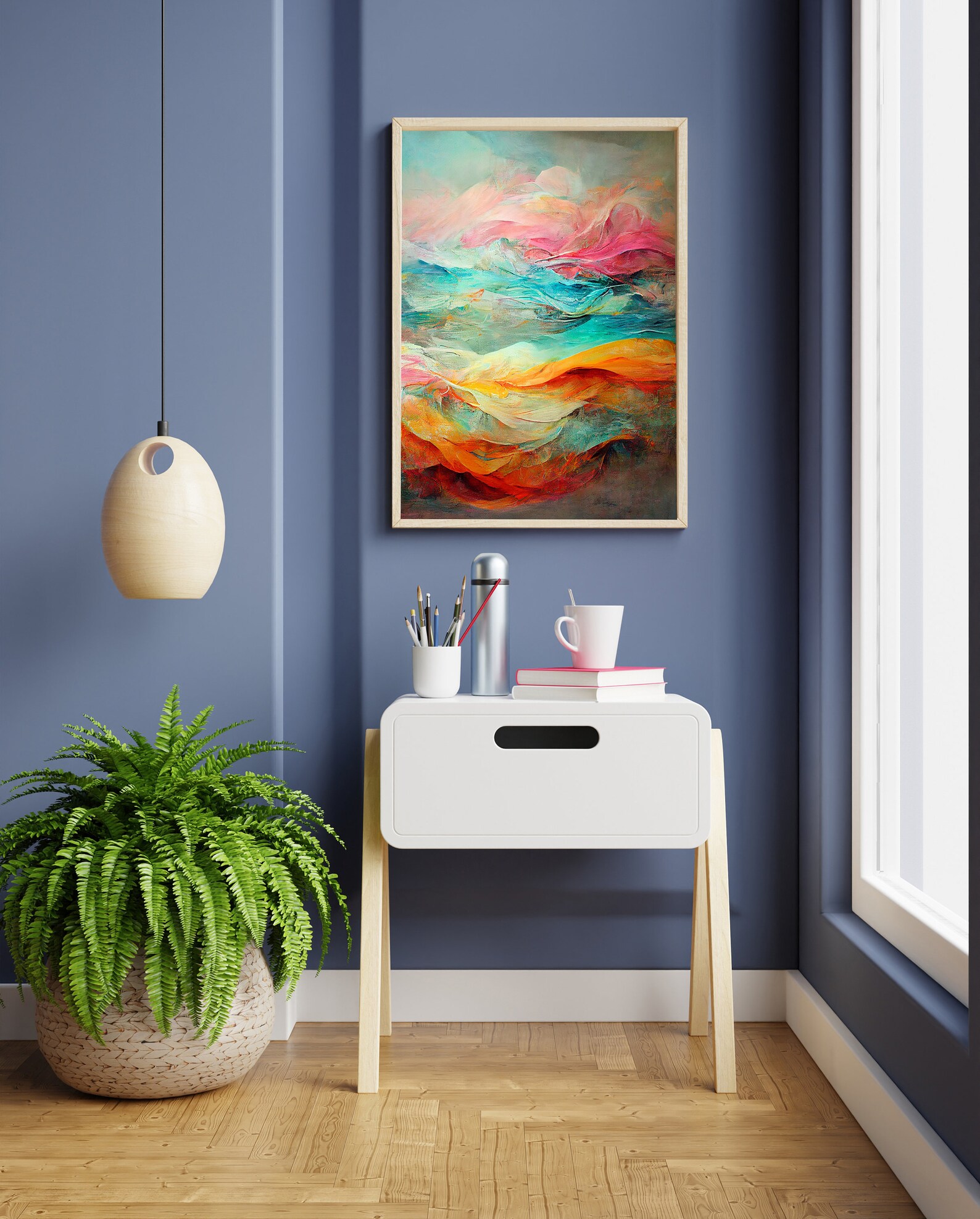 Abstract Soft Pastel Color Poster - Large Wall Art Paper Print - Modern ...