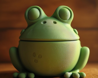 Frosch-Denkmal-Urne mit Deckel | 3D Gedruckter Haustier-Asche-Aufbewahrungsbehälter für naturinspirierte Regaldekoration und Erinnerungsanzeige