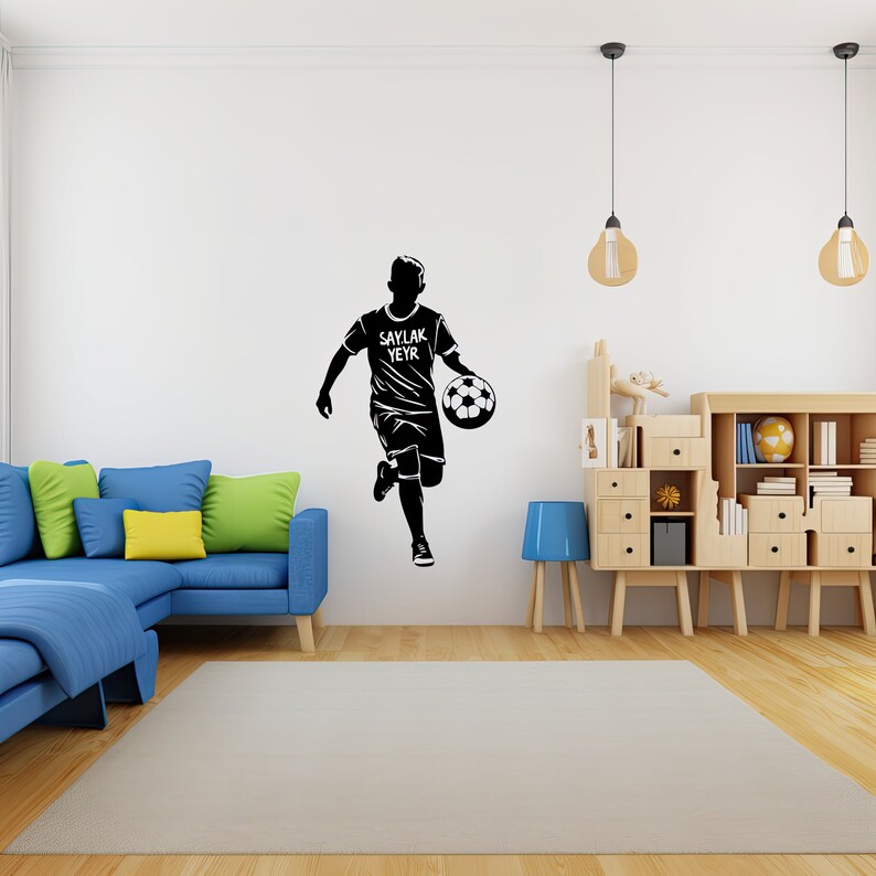 Custom Name Football Player Wall Sticker - Personalized Home Decor ...