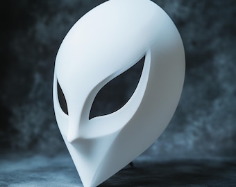 3D Printed Alien Mask | Futuristic Phantom Minimalist Sci-Fi Mask | Cyberpunk Cosplay Extraterrestrial Costume Mask | Space Warrior Mask