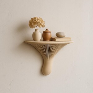 3D Printed Mushroom Wall Shelf | Floating Shelf | Organic Modern Decor | Wabi Sabi Japandi Shelf | Nature Inspired Wall Art image 3