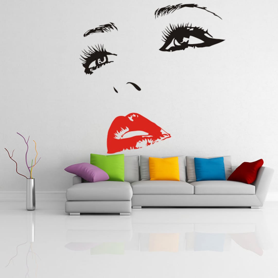 Woman Eyes Sticker Bedroom Wall Decor for Women - Female Eye Lash ...