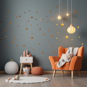200x Gold Stars Wall Vinyl Stickers Elegant Peel and Stick Decals Decor for Ceiling, Walls, Bedroom, Living Room Enchantment zdjęcie 6