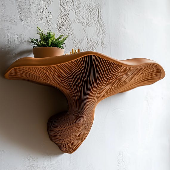 Fungi Floating Wall Shelf | 3D Printed Mushroom Organic Wall Decor | Nature Inspired Home Accent Modern Wall Mounted Shelf | Aesthetic Decor