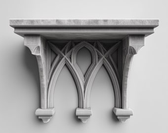 3D Printed Gothic Arch Wall Shelf | Medieval Cathedral Floating Ledge | Dark Fantasy Home Decor Display for Candles, Crystals and Icons