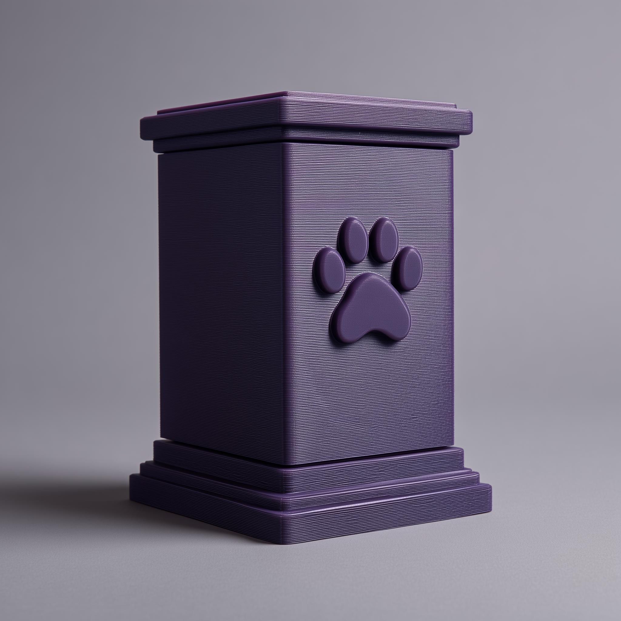 Paw Print Pet Ashes Urn | 3D Printed Minimal Memorial Keepsake Box for ...