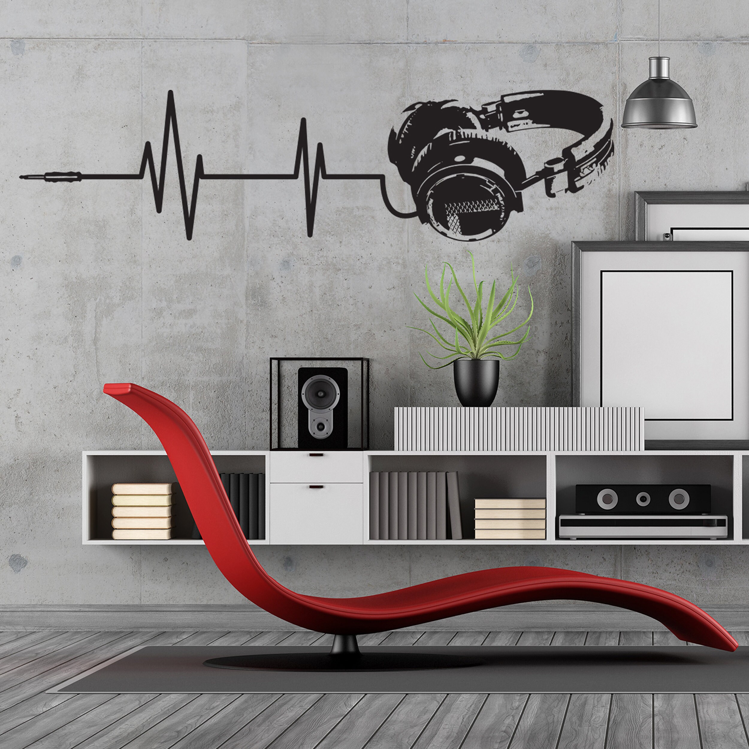 Music Wall Decal Decor - Vinyl Dj Headphone Sticker for Teen Boy ...