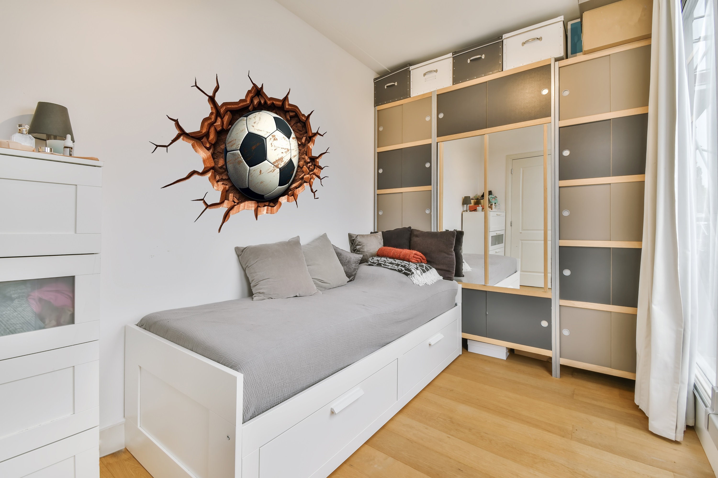 Breakthrough Sticker 3D Football Wall Decal - Boys Room Breakthrough Sticker - Sporty Soccer ...